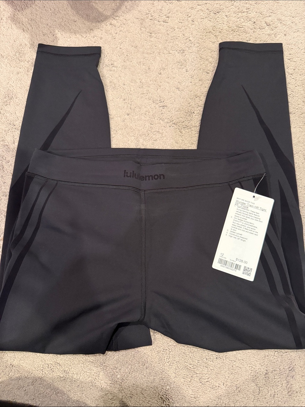 Brand New Lululemon Wunder Train HR Black Tight 25” Flock & Size 12